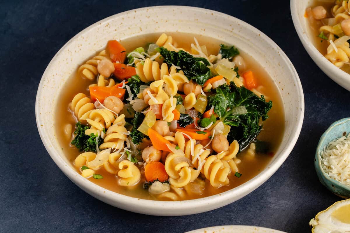 bowl of soup on dark backround