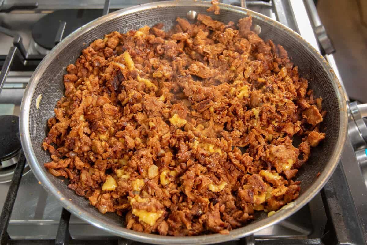 cheesesteak egg roll filling with cheese mixed in