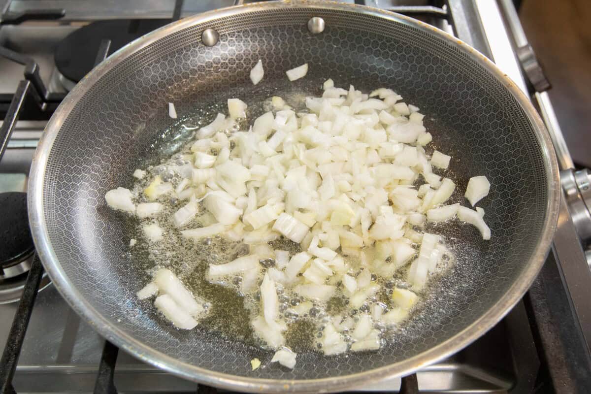 onions added to skillet