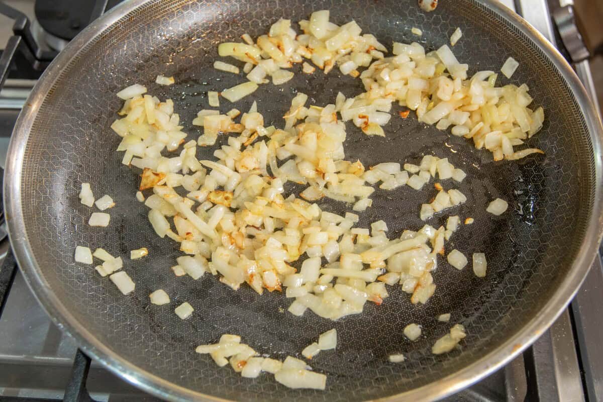 sautéed onions in pan