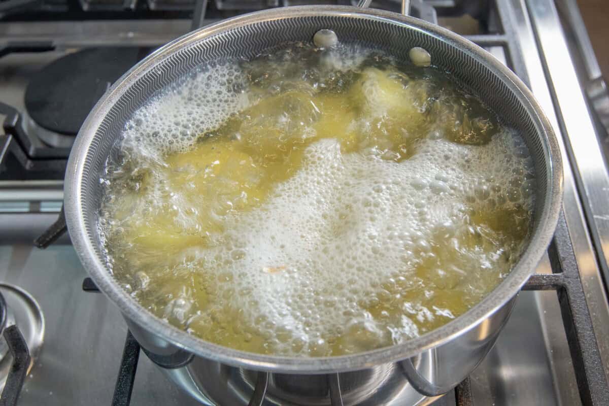 boiling potatoes in salted water