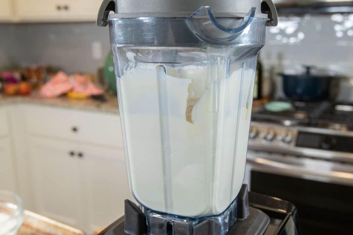 blending the wet ingredients in a blender