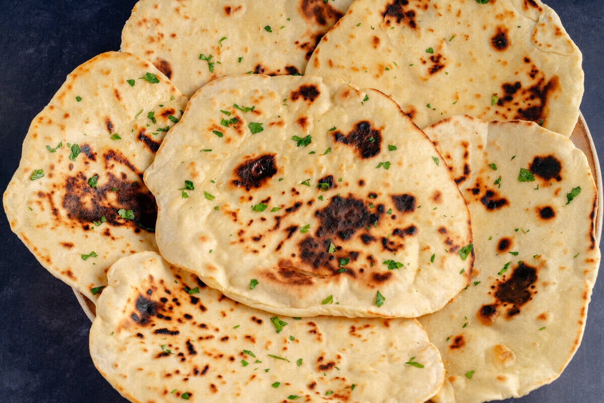 flatbread over lapping in a bowl