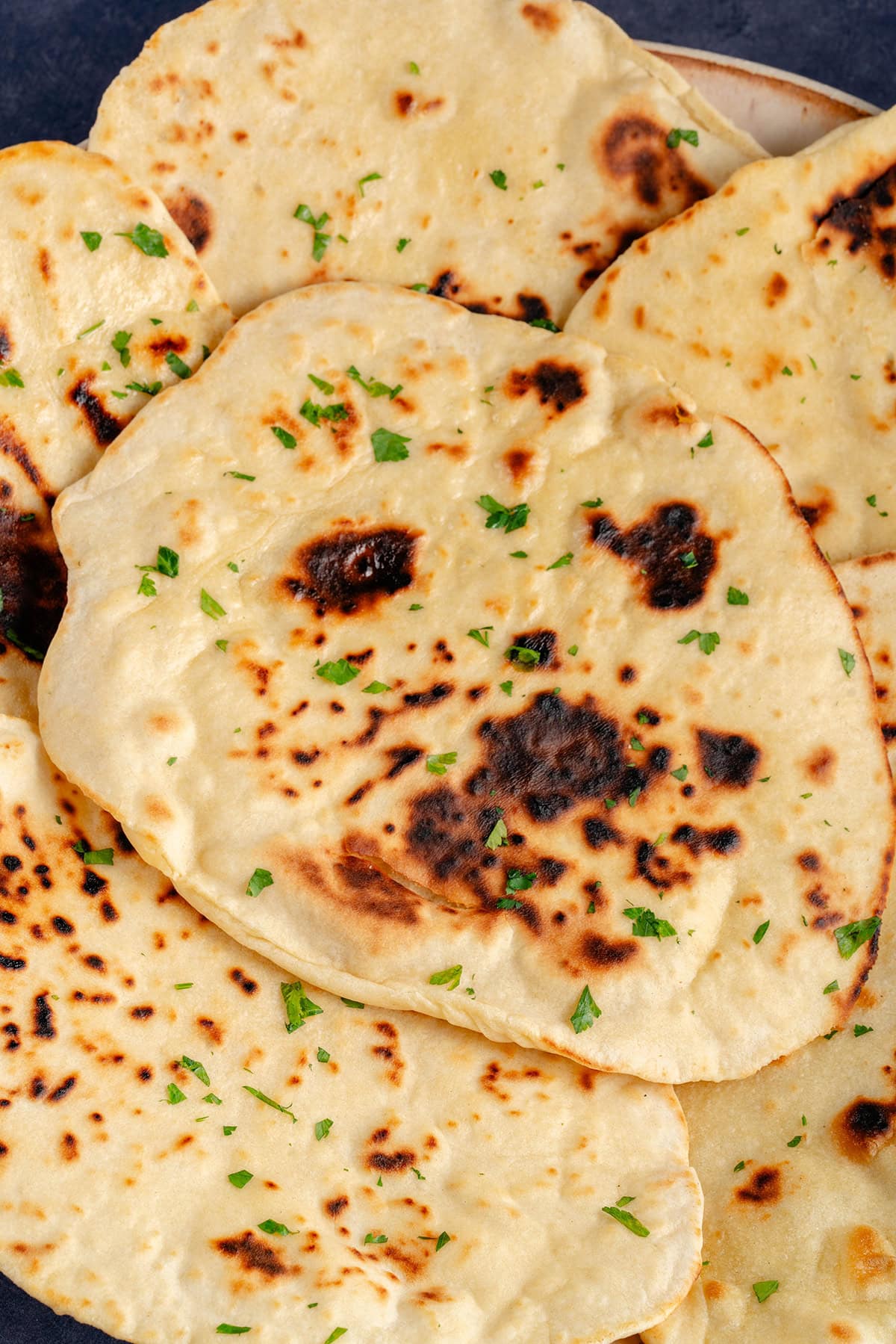 flatbread stacked in bowl