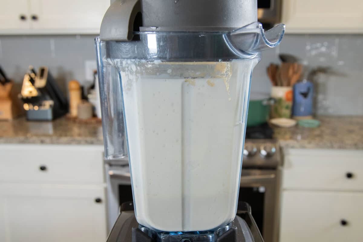 blending the tofu in a blender