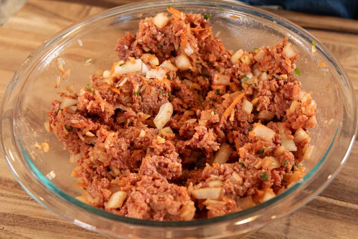 mixed filling in a bowl