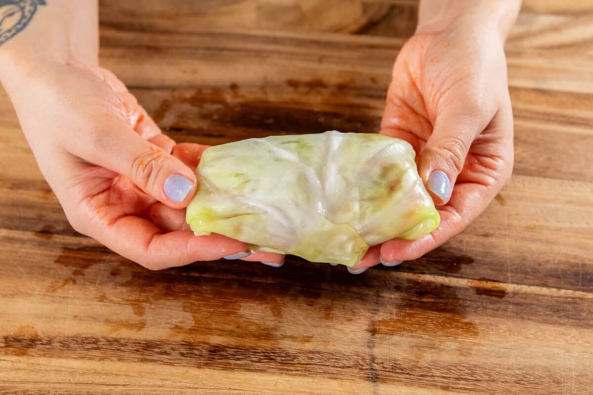 cabbage roll in hand
