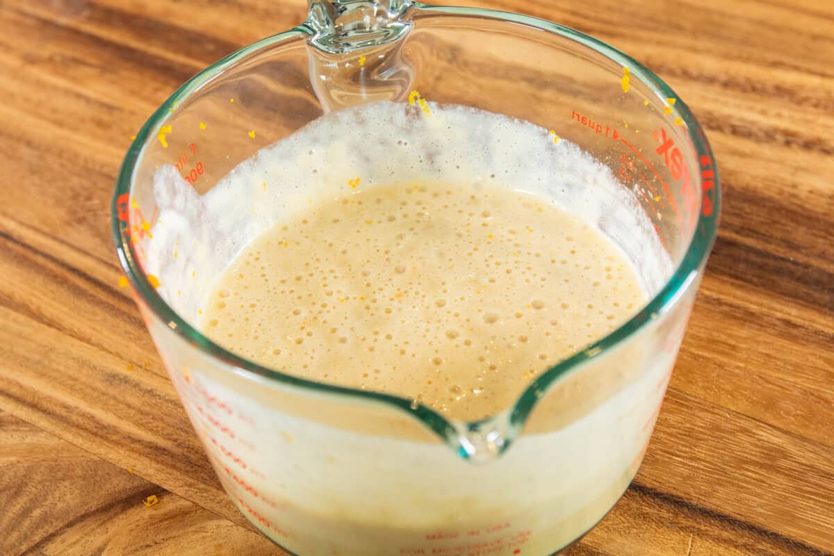 wet ingredients mixed a large measuring cup