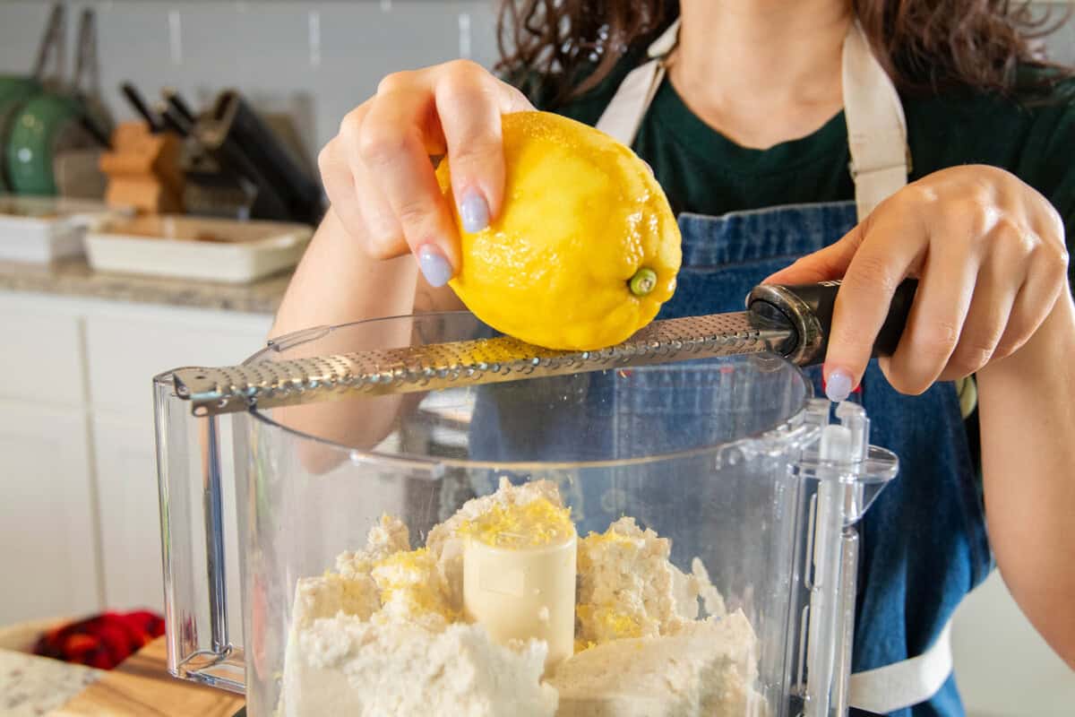 zesting lemon into the food processor