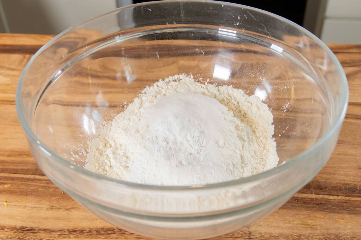 combining dry ingredients in bowl