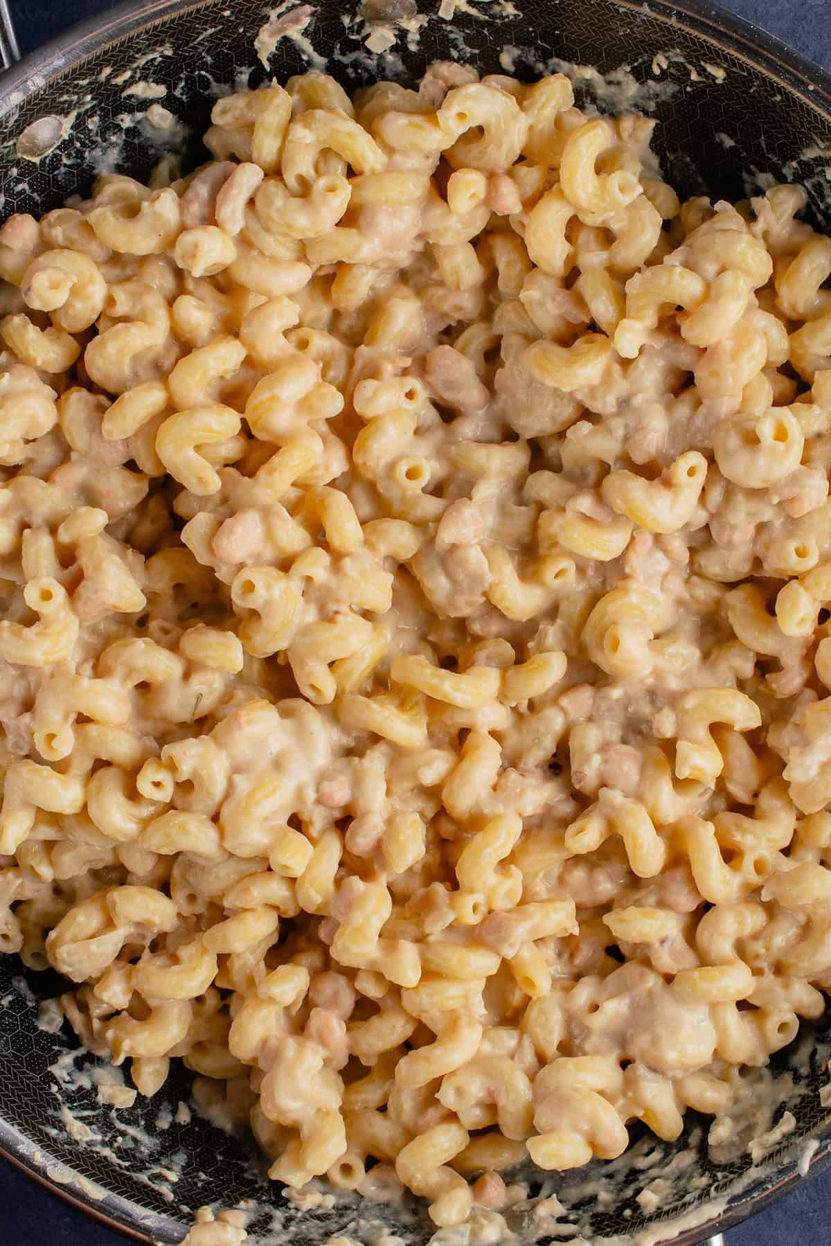 pot of creamy white bean and rosemary pasta