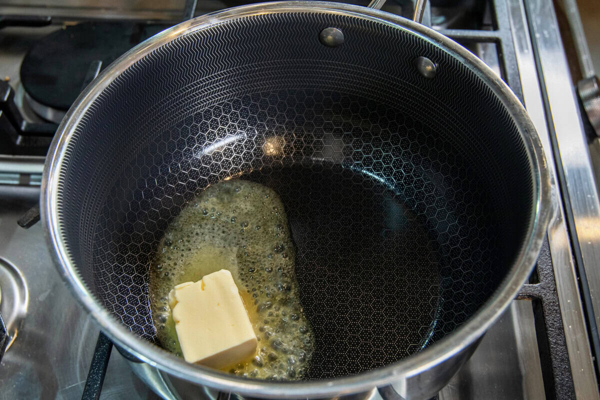 melting butter in pot