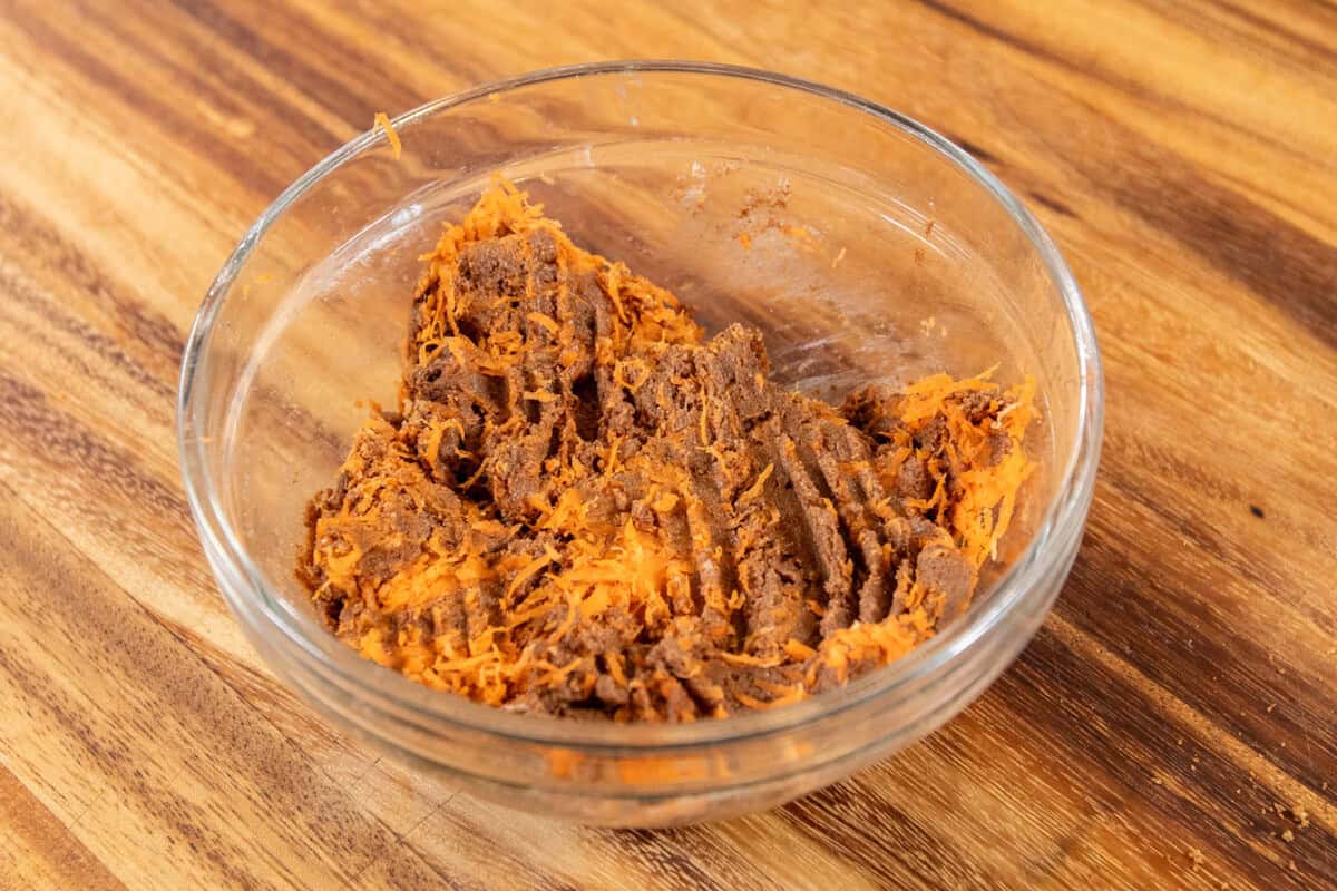 mixed cinnamon roll filling in small bowl