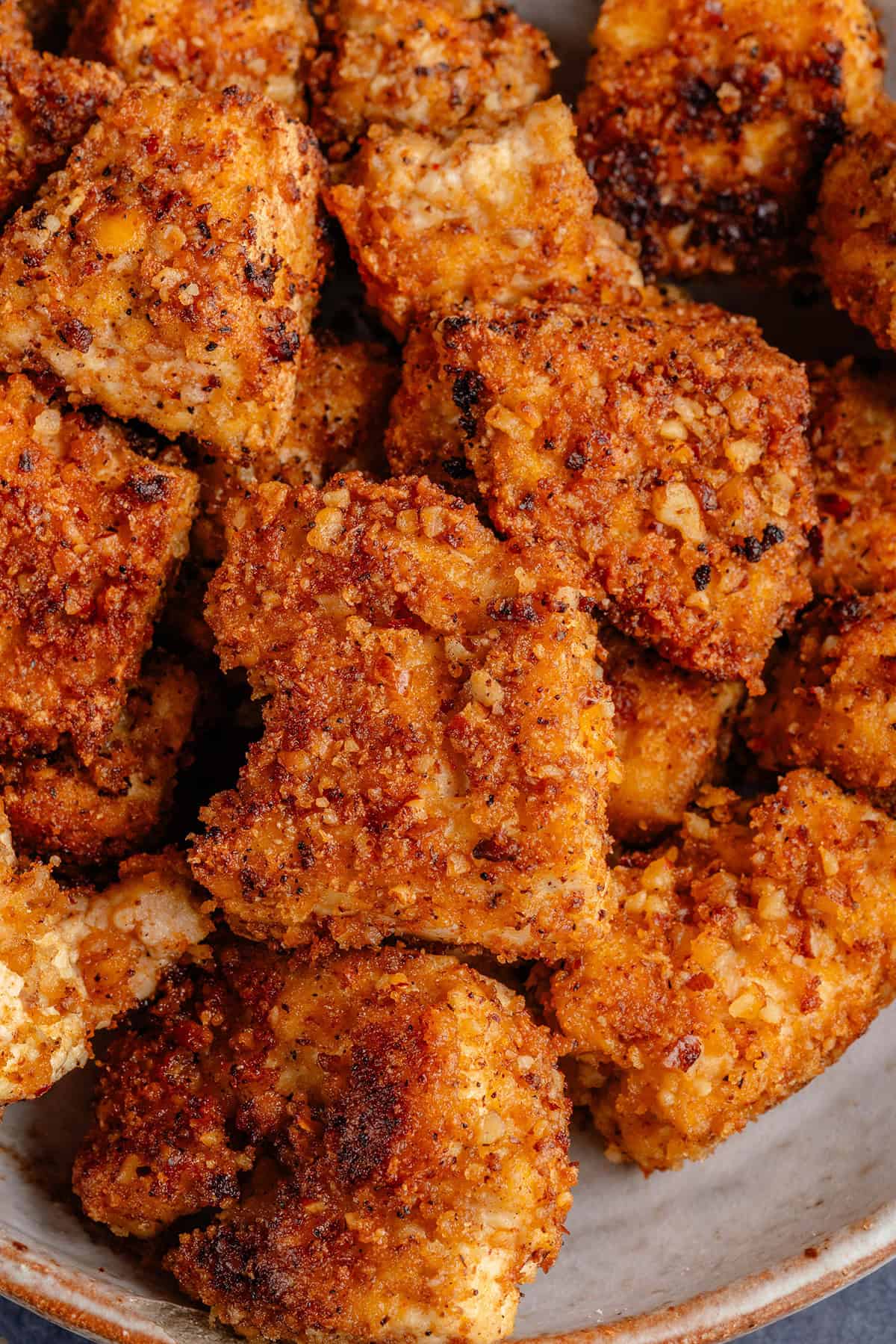 pecan crusted tofu in a bowl