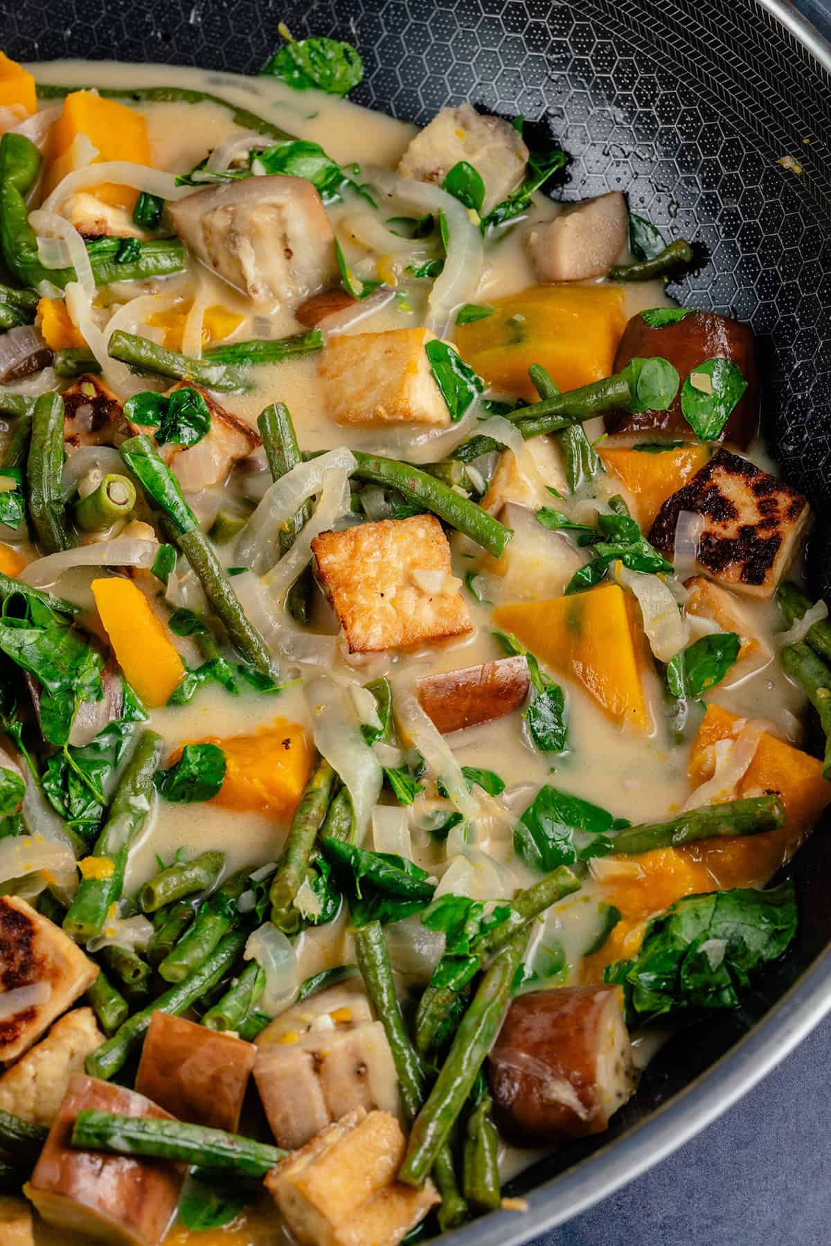 pot of ginataang gulay with tofu