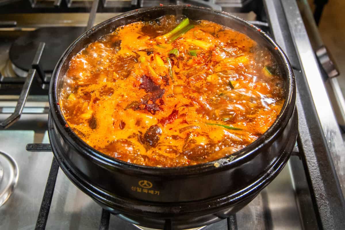 boiling stew in pot