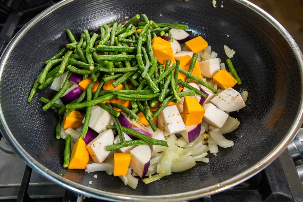 veggies in a large pot