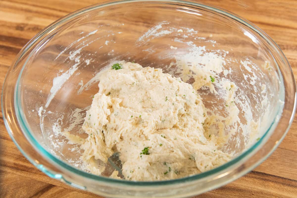 mixed dough in bowl