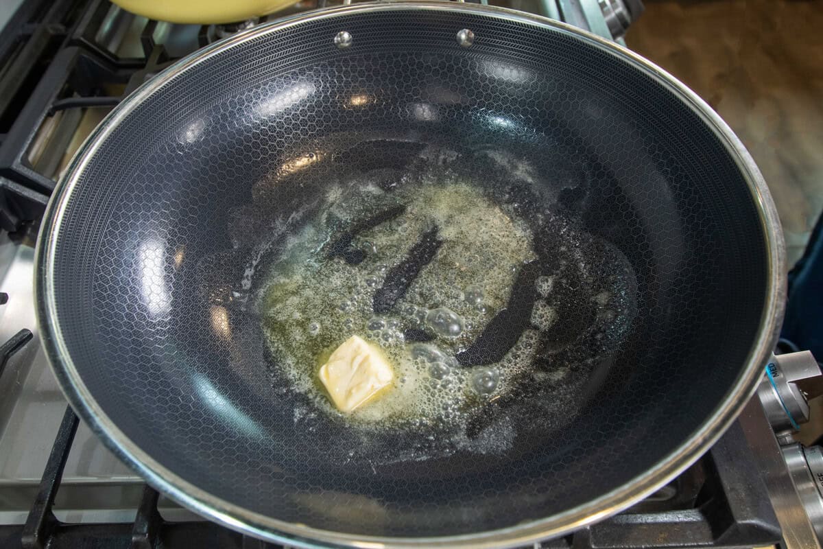 melting vegan butter in a large pot