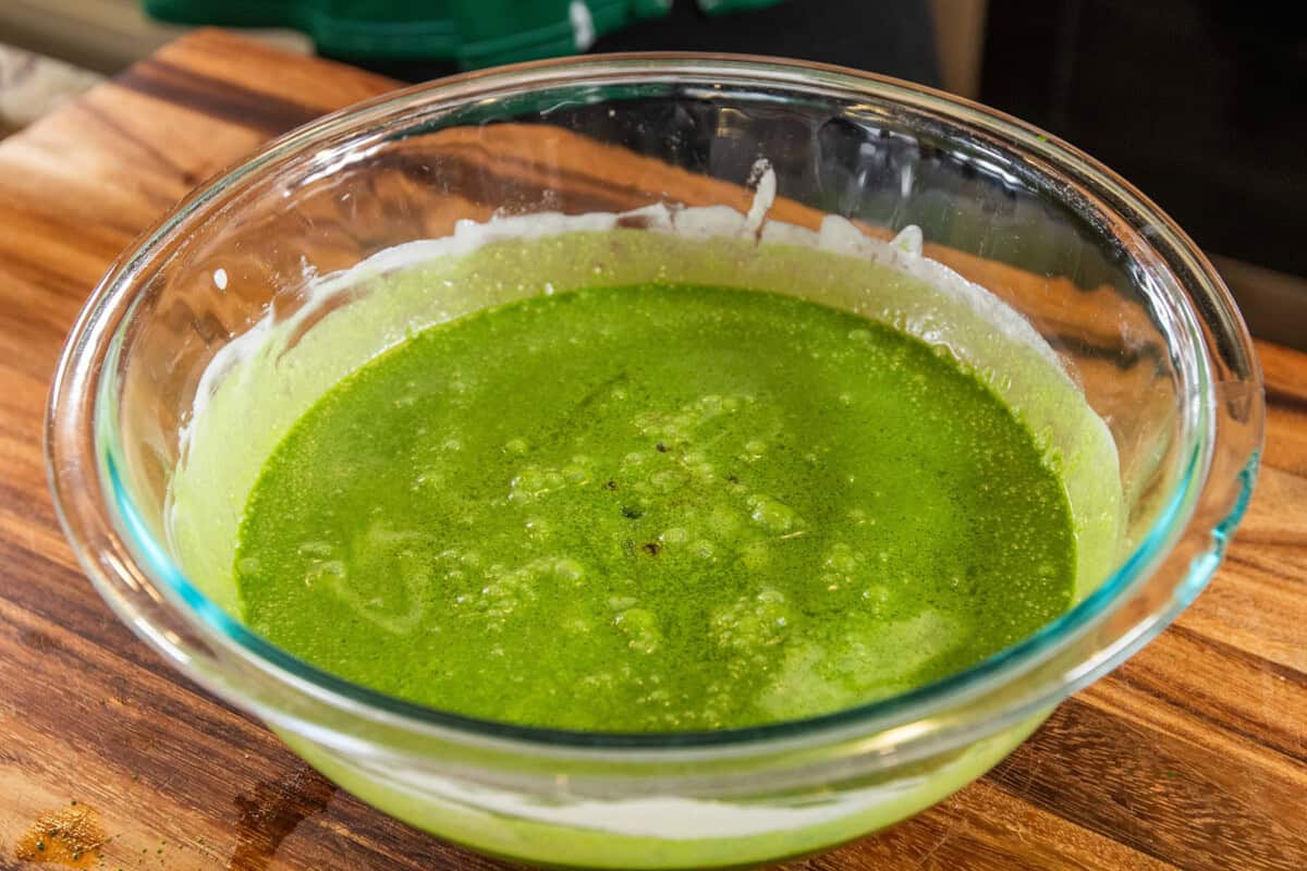 mixed matcha and coconut milk