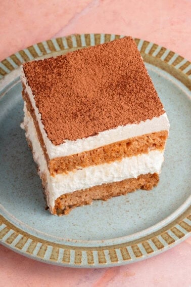 3/4 angel of a slice of banana bread tiramisu