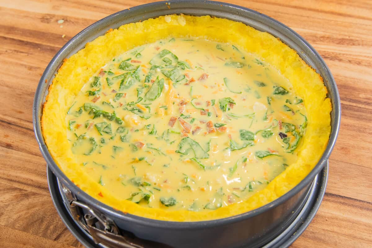 potato crust quiche with filling added