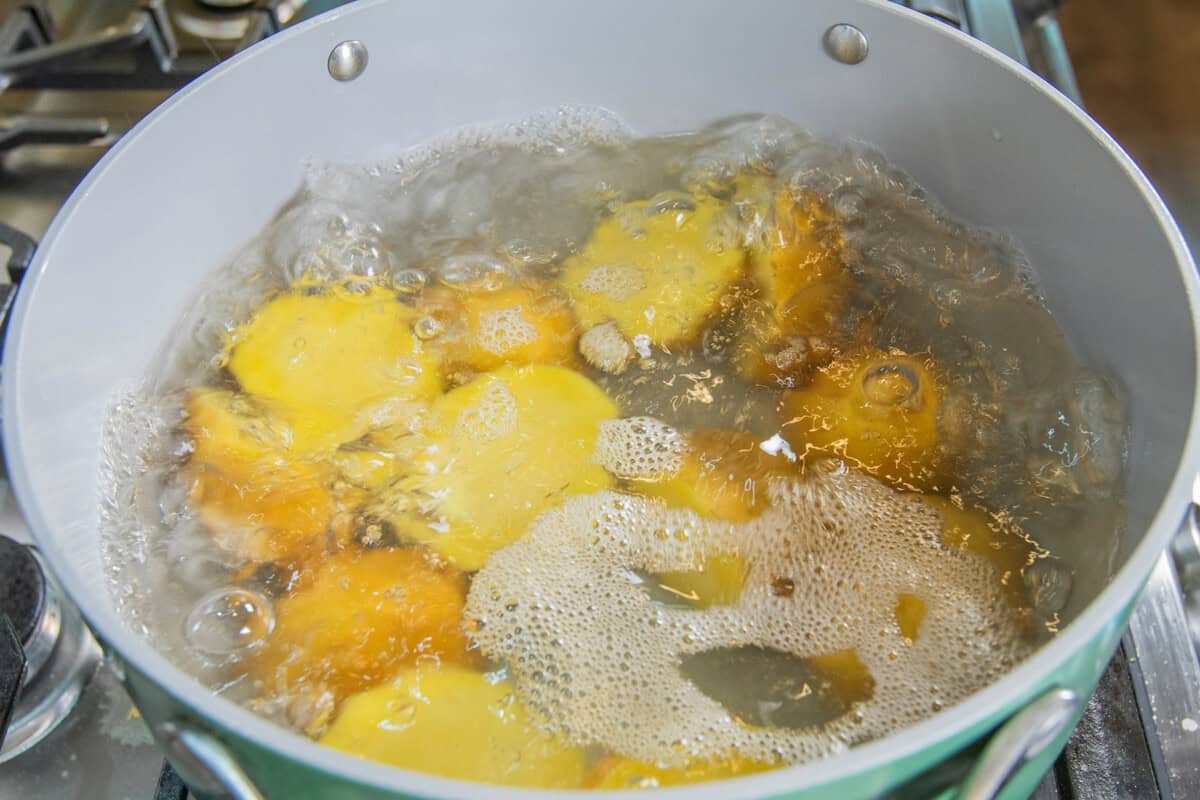 boiling potatoes in large pot