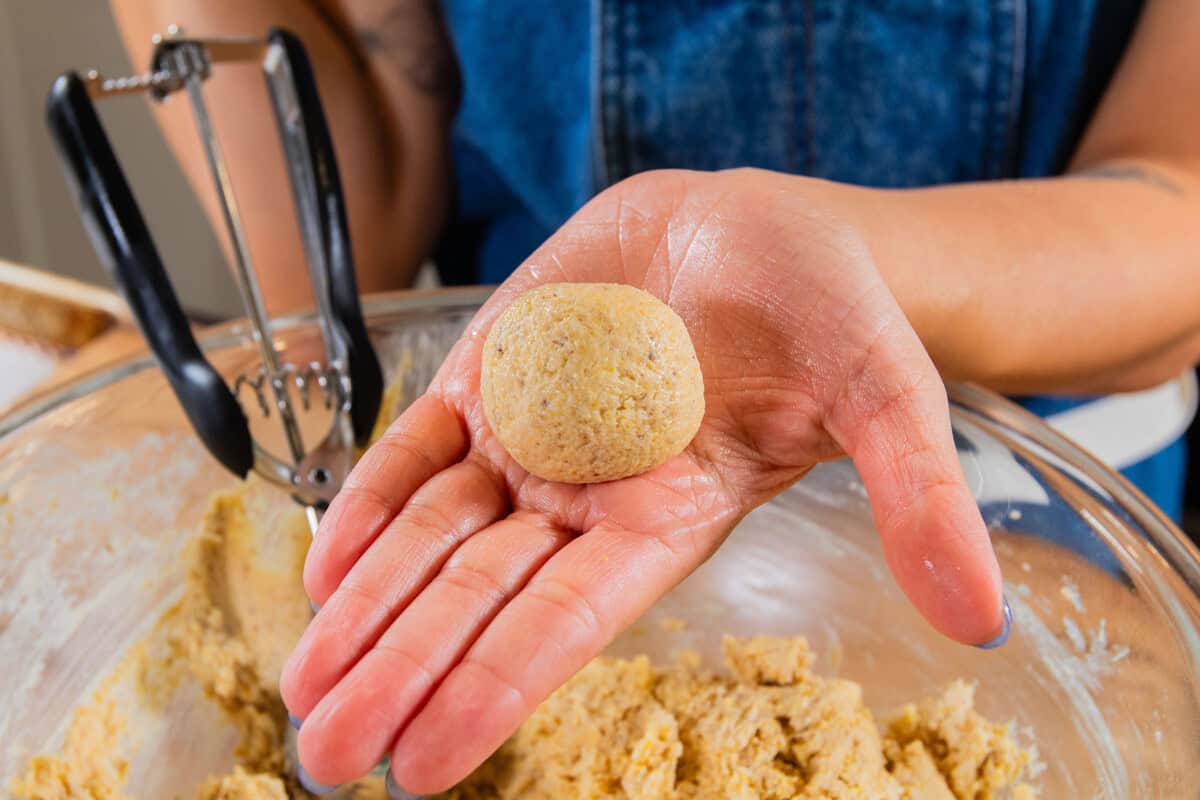 rolled cornbread cookie dough balls