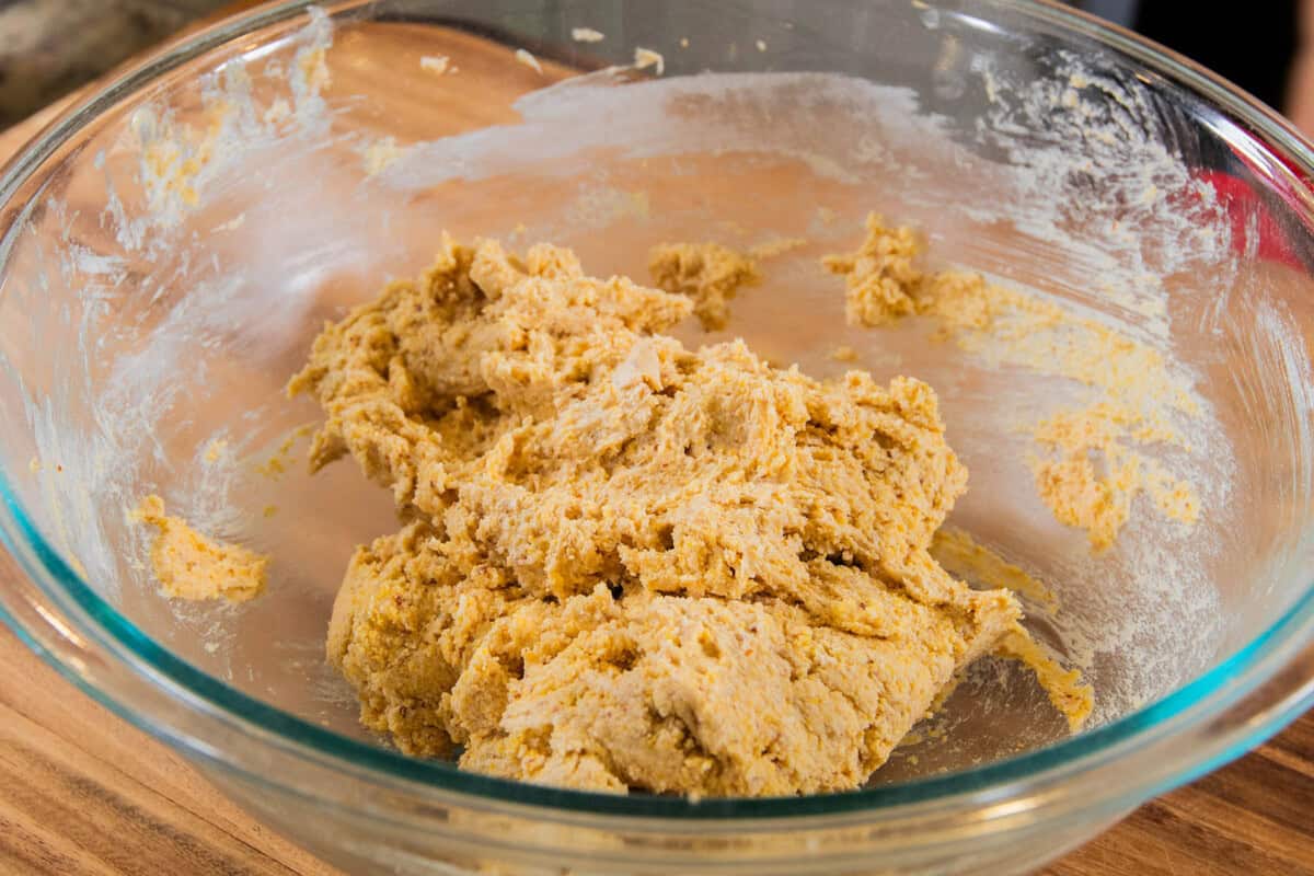 cornbread cookie dough in a bowl